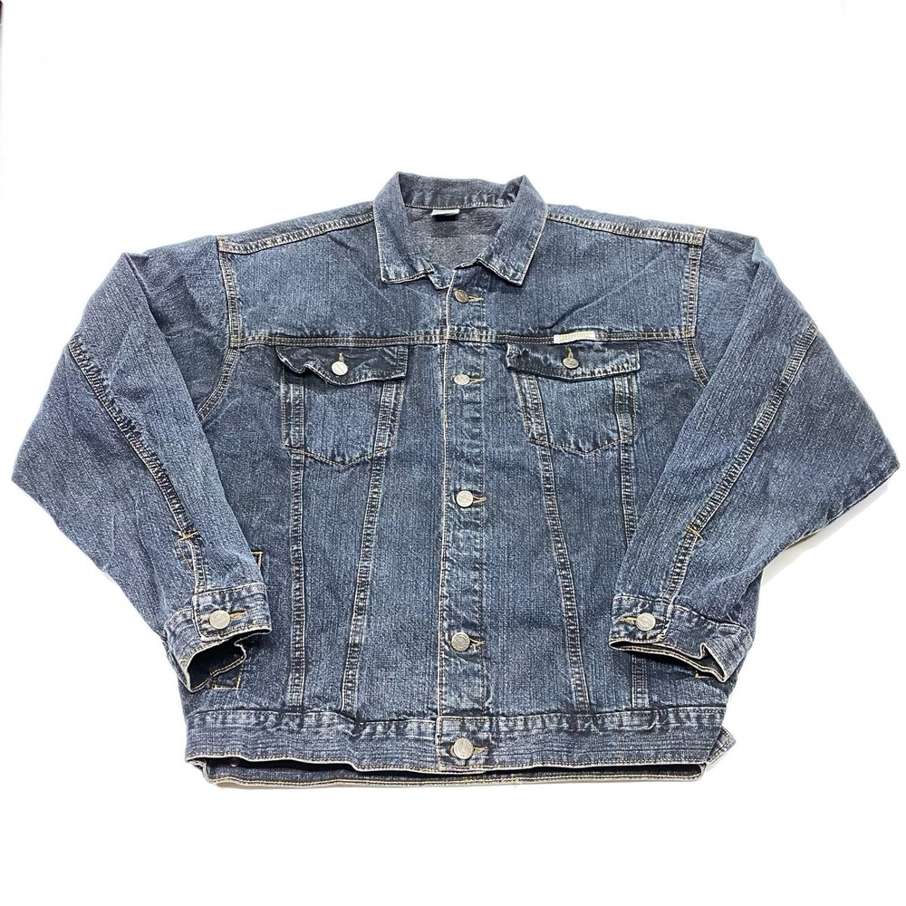 VINTAGE Live Hanton Denim Trucker Jacket MED [Sz 40] 90s Streetwear Jean Jacket